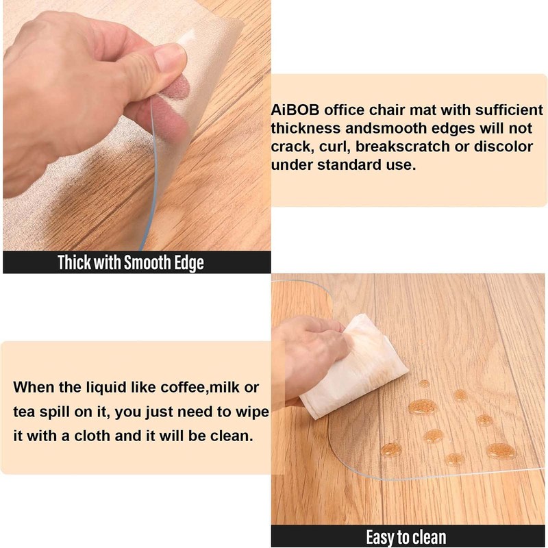 AiBOB Office Chair Mat for Hardwood Floor, 45 X 53
