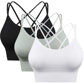 Enjoyoself 3 Pack Womens Strappy Sports Bra for Yoga Running Athletic Gym Workout Fitness Tank Tops