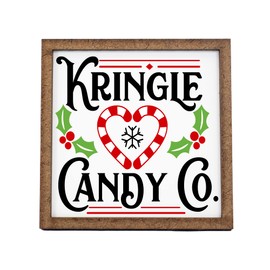 Kringle Candy Company Sign - Christmas Decor - Tier Tray Sign - Mini Wooden Sign - Wood Sign - Shelf Sitter - Home Decor -Kitchen Decor (4" x 4")
