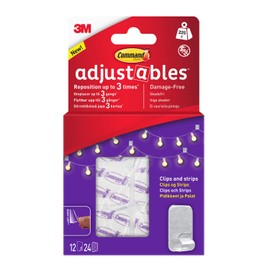 Command Adjustables Repositionable Clips 12 Clips + 24 strips/PK 17840CLR-12UKN