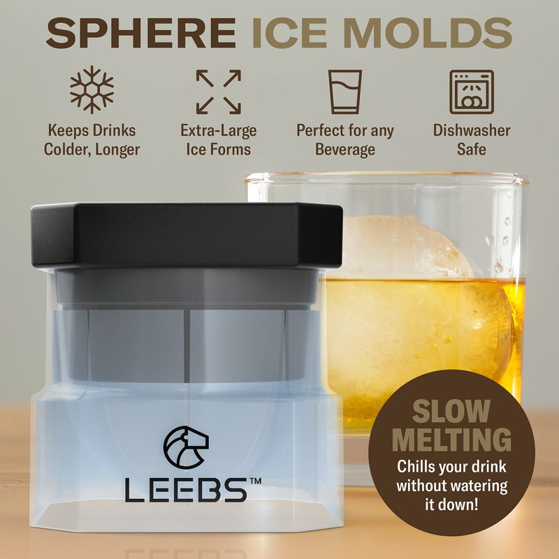 Silicone Freezer Press Sphere Ice Ball Maker Mold, 3 Pack