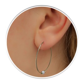 Gold Hoop Earrings For Women - 20G Opal Earrings Pair 14k Gold Filled - Ear Rings Jewelry 1 Inch inner diameter