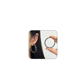 Christmas Hoop Earrings for Women Candy Twisted Wrapping Big Hoop Earrings Xmas Festival Holiday Accessories (Black)