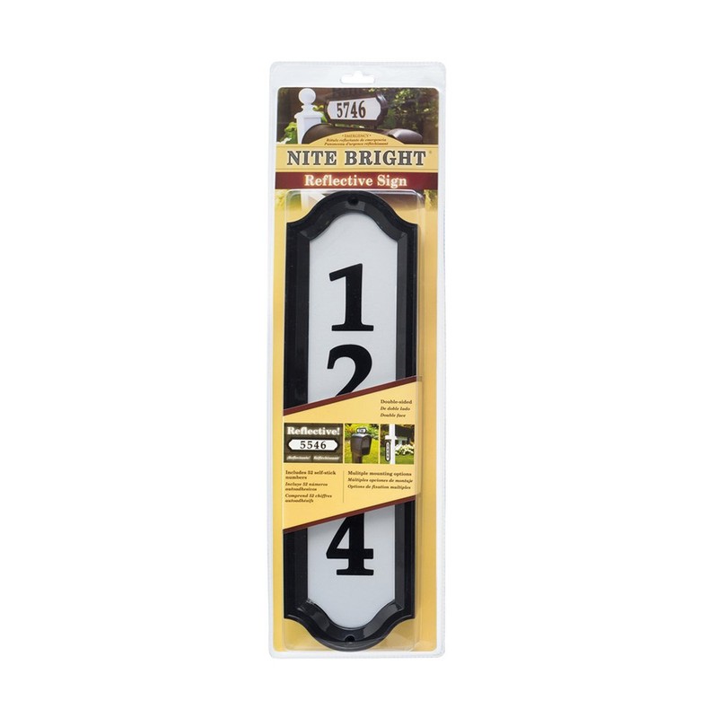 Whitehall Products Nite Bright Address Sign, 16" x 4.5", Black
