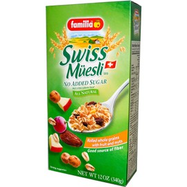 Familia, Swiss Muesli No Added Sugar, Rolled Whole Grains with Fruit and Nuts, 12 oz (340 g) - 2pcs