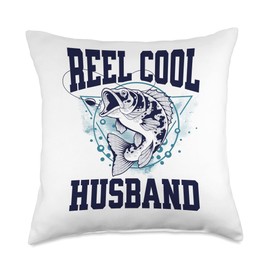 Funny Fishing Reel Cool Husband Outdoors Throw Pillow