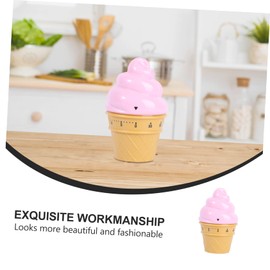 iplusmile 1Pc Pink Ice Cream Mechanical Timer Wind Up Cooking Timer for Kitchen Adorable Design Easy to Use Countdown Reminder Present for Young Chefs and Home Cooks
