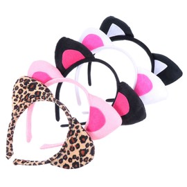 Ipetboom 5pcs Cartoon Animal Headband Cat Costume Headband Costume Cosplay Ears Headpiece Cat Headband Accessory White Cat Ears Furry Kitten Ear Headband Kitten Cosplay Headband Soft Fabric