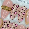 Indie Pink Leopard Handmade Nail Tips - Oval M /