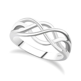 GULICX 925 Sterling Silver Ring Celtic Everlasting Love Knot Filigree Wedding Finger Ring Size O