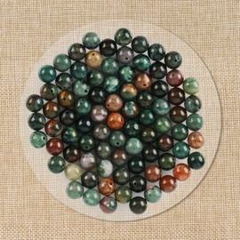 SOSMAR 90PCS 8MM Indian Agate Natural Round Stone Beads Loose Gemstone Beads Semi-Precious Gemstones for Jewelry Making Bracelet Necklace