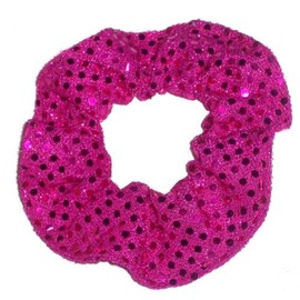 Sequin Dots Confetti Dot Hair Scrunchie Handmade by Scrunchies by Sherry (Fuchsia Pink)