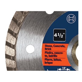 BOSCH DB4542C 4-1/2 in. Premium Turbo Rim Diamond Blade with 5/8 in., 7/8 in. Arbor for Smooth Cut Wet/Dry Cutting Applications in Stone, Concrete, Brick