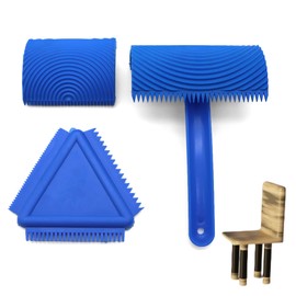 3 Pack Wood Grain Tool (Blue)-Natural Woodgrain Maker for Decorative Painting Premium Wood Graining Tool Set Enhance Your DIY Projects with Wood Grain Patterns，2 of Them are Removable and Interchangea