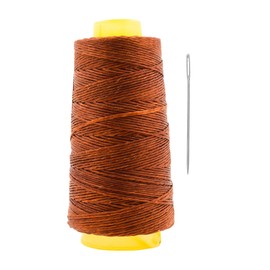Mandala Crafts 1mm Bourbon Brown Waxed Whipping Twine with Needle - 164 Yards Marine Sail Twine for Tie Dye String, Lashing, Tying, Lacing Cord, Macrame, Jewelry Making, and DIY Crafts