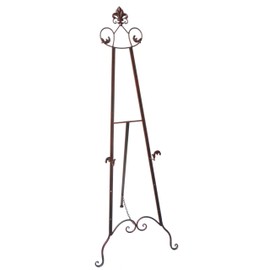 Designstyles Decorative Metal Easel Stand – Adjustable Floor Display for Art Pieces, Signs, Mirrors and Chalk/Dry Erase Boards - 59" Tall, Antique Finished Iron, Bronze – Royal Accents