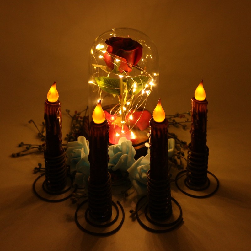CVHOMEDECO. Real Wax Hand Dipped Battery Operated LED Timer Taper