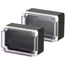 Otdorpatio Project Box IP65 Waterproof Junction Box ABS Plastic Black Electrical Boxes DIY Electronic Project Case Power Enclosure Clear Cover 3.94"x2.68"x1.97"(2Pcs)