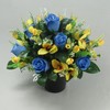 Just Because Flowers Spring Artificial Grave Flower Arrangement with Blue