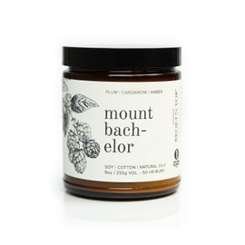 Broken Top Mount Bachelor Pure Soy Candle | 9 oz. | Plum, Cardamom & Amber 50-Hour Burn Time. Natural Cotton Wick, Vegan, No Parabens, No Phthalates