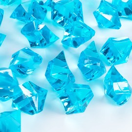 Babenest Acrylic Crushed Ice Rocks, 150 PCS Fake Crystals Plastic Ice Cubes Diamonds Gems for Vase Fillers, Home Decoration, Table Scatter, Event, Wedding, Arts & Crafts (Baby Blue)