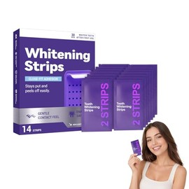 Purple Teeth Whitening Strips Tiras Blanqueadoras Moradas 14 Tiras | Blanqueador Dental Eficaz, Elimina Manchas de Café y Té, Portátiles Para Casa O Viaje