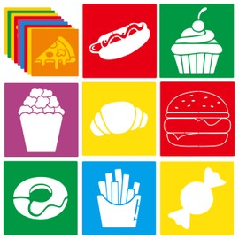 24 Pieces Stencils for Kids,Large Drawing Stencils Chalk Template,8 Inches Washable Shape Template Kit for Crafts,Painting Drawing for Kids Toddlers Preschool(Food, 8 inch)