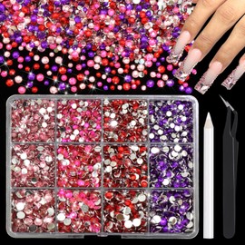 RODAKY Nail Rhinestones Colorful Resin Crystal Gems Bedazzling Kit Flatback Rhinestone for Nails Art Mixed Size Nail Gems Stone for Craft DIY Embellishment