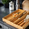 wobivcs Bamboo Drawer Organizer,16" Utensil Organizer for Kitchen, Bamboo Storage