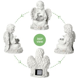 Tuzsocr Angel Garden Figures Solar Grave Lights for Outdoors, Weatherproof Grave Decoration for Cemetery Outdoor Garden Decoration