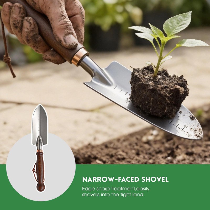 Zenrok Garden Tools, 4 Pack Garden Shovel with Wooden Handles