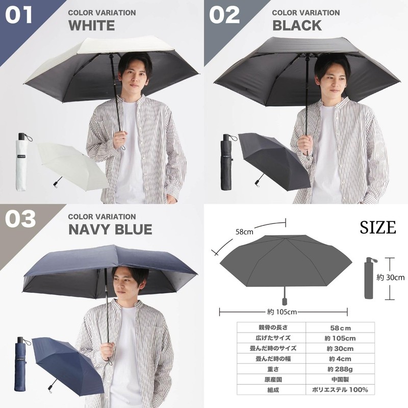 estaa 30225 Men's Parasol, Automatic Opening/Closing, Large Size, Light Blocking,