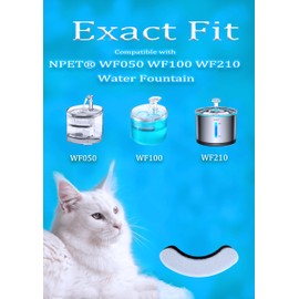 Amazinpure 8X WF050 WF100 WF210 Cat Fountain Filter Replacement Arc-Shaped Triple Filtration Cat Water Filter Compatible NPET Automatic Pet Water Fountain
