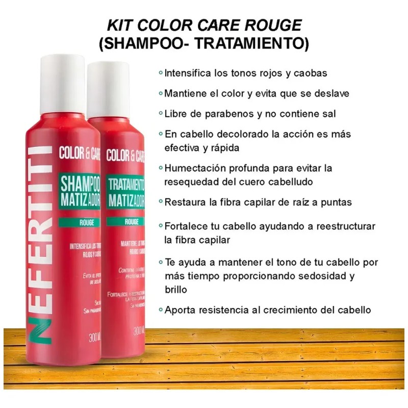 Shampoo Matizador Rojo + Tratamiento Con Keratina Nefertiti