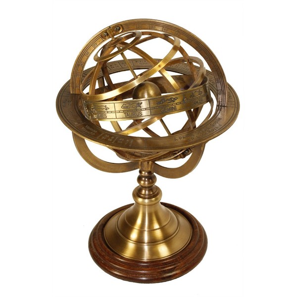 RedSkyTrader Brass Antique Finish Armillary Celestial Globe with Zodiac Engravings