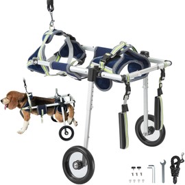 VEVOR Dog Wheelchair for Back Legs, Pet Wheelchair Lightweight & Adjustable Assisting in Healing, Dog Cart with 2 Wheels for Injured, Disabled, Paralysis, Hind Limb Weak Pet (Small)