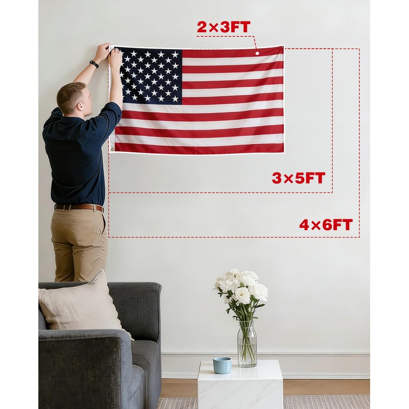 Heavy Duty 420D Oxford American Flag 2x3' with Embroidered Stars