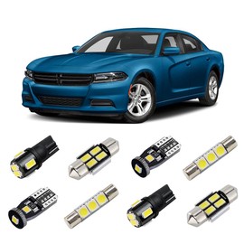 BRISHINE White LED Interior Lights Kit for Dodge Charger 2011 2012 2013 2014 2015 2016 2017 2018 2019 2020 2021 Super Bright 6000K LED Light Bulbs Package + License Plate Lights and Install Tool