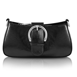 JENSVOIR Clutch Purse for Women - Black Evening Purse Small PU Leather Shoulder Bag, Designer Zipper Close Handbag