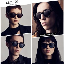 BRMHDY Retro Round Sunglasses for Women Men Vintage Trendy Circle Sun Glasses Fashion chunky shades (Tortoise/G15)