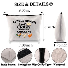BDPWSS Funny Crazy Chicken Lady Gifts Chicken Lover Gift Let's Be Honest I Was Crazy Before The Chickens Makeup Bag for Women (Crazy before chicken bag)