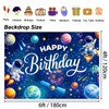 4signalballs Space Themed Birthday Backdrop for Kids, 6x4ft Rocket Astronaut