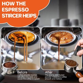 FUNYKICH WDT Tool Espresso Distribution Tool with Magnetic Stand for Barista, Adjustable Range Coffee Needle Stirrer, 304 Stainless Steel 8 Needles 0.4mm with 8 Extra Needles for Consistent Extraction