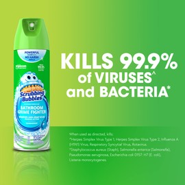 Scrubbing Bubbles Scrubbing Bubbles Bathroom and Shower Cleaner Disinfectant Aerosol, Foaming Action Bathroom Grime Fighter, Rainshower Scent, 20oz