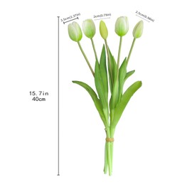 Aoivrb 10 PCS Artificial Tulip Flowers Real Touch Tulips Artificial Plastic Flower Fake Bouquet Table Arrangements Gift for Home Office Party Wedding Birthday Garden Store Decoration (White)