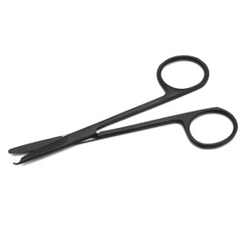 AAProTools 4.5" Stitch Scissors with Black Color Coating - Premium Quality Instrument- Delicate Hook - Perfect for Suture Removal, First Aid, EMS Training (Straight)