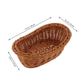 SUPVOX 3pcs Hand Woven Storage Basket Multi Purpose Bread Snack Holder Portable Imitation Rattan Baskets for Fruits Fried Chicken and Home Organization Versatile Kitchen Picnic Storage