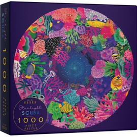 Elena Essex Puzzle - Starlight Scuba / 1000 Puzzle/Puzzle Adult Sophisticated / Round Puzzle / Coral Reef Ocean Sea and Shark Puzzle / Diameter 68 cm