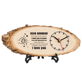 TheGiffter Grandad Birthday Gifts, Wooden Clock Gifts for Grandad on Fathers Day Christmas Thanksgiving Valentines Easter from Grandchildren, Retirement Thank You Presents for Grandfather 1