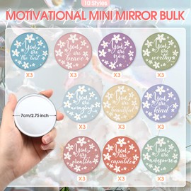 Unittype 30 Pcs Motivational Compact Mirrors Bulk Portable Inspirational Pocket Mirrors Summer Mini Mirrors Gifts for Women Staff Teacher Employee Appreciation(Daisy)